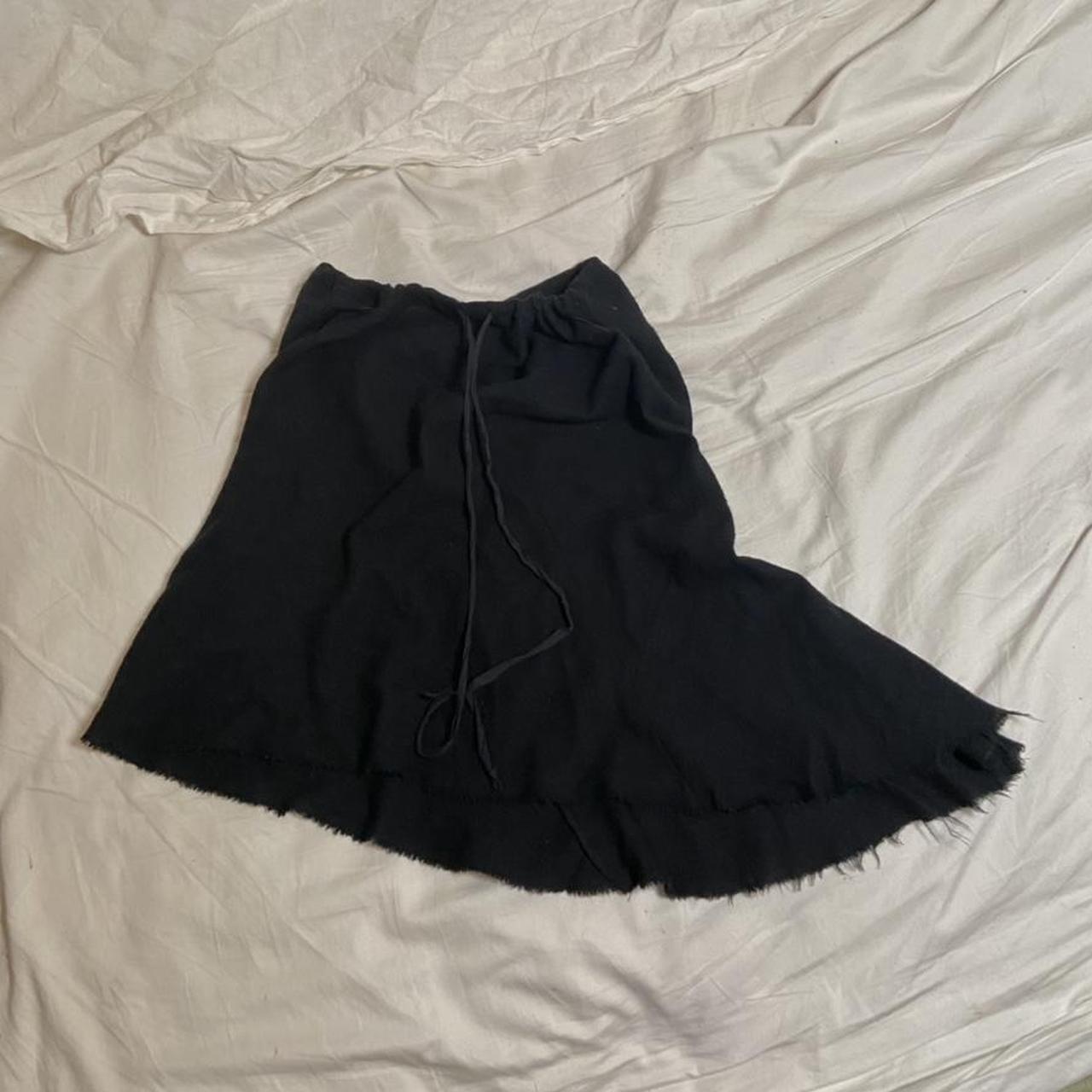 Ann Demeulemeester wool asymmetrical frayed edge drawstring skirt