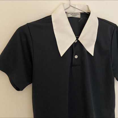 Comme des Garcons AD2001 Robe de Chambre black contrast collar shirt