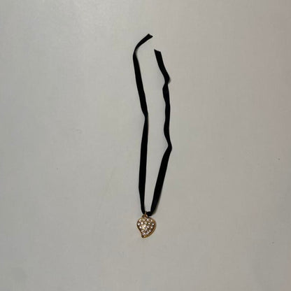 Yves Saint Laurent velvet heart pendant choker