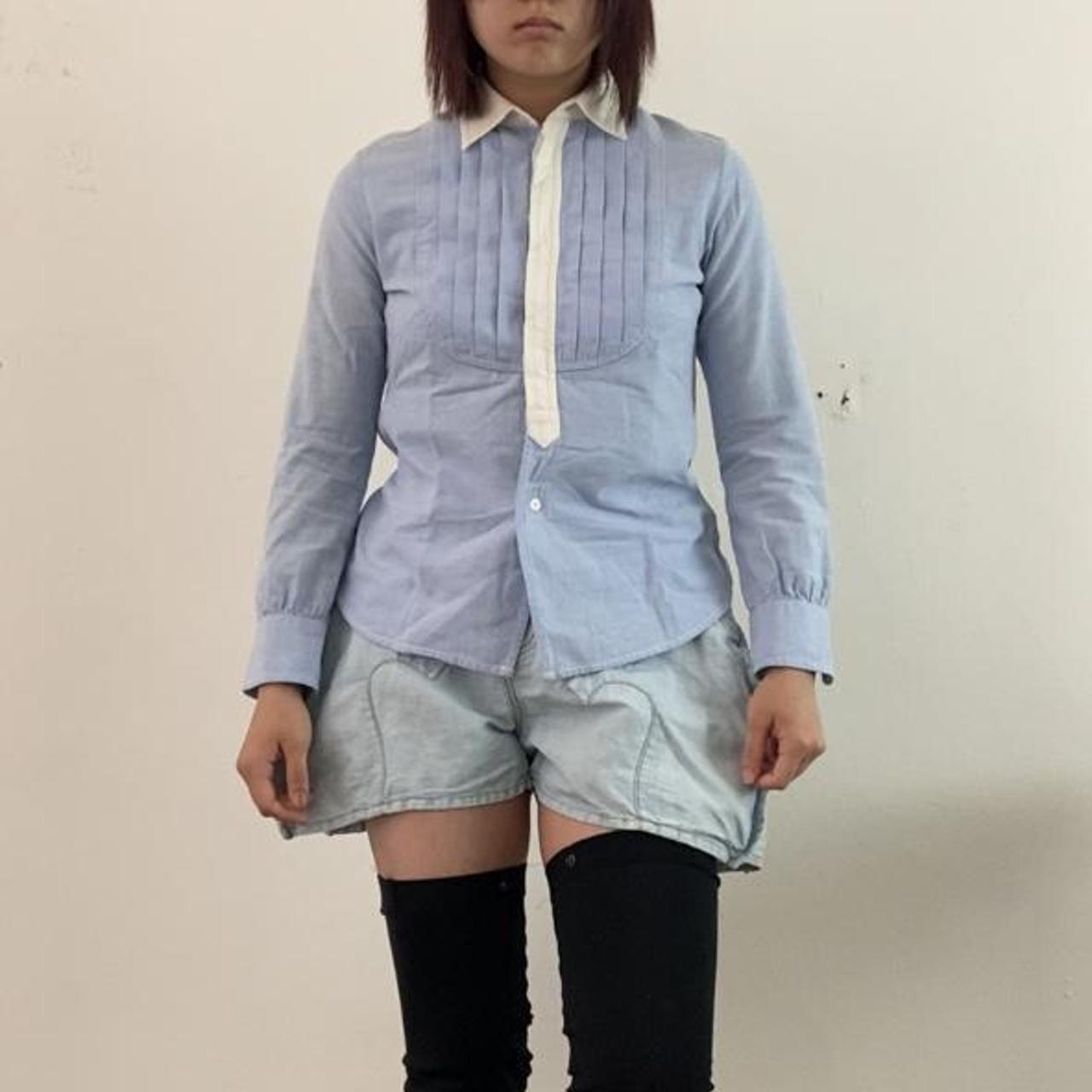 Number (N)ine cotton button-up cleric shirt with pleated front panel detail