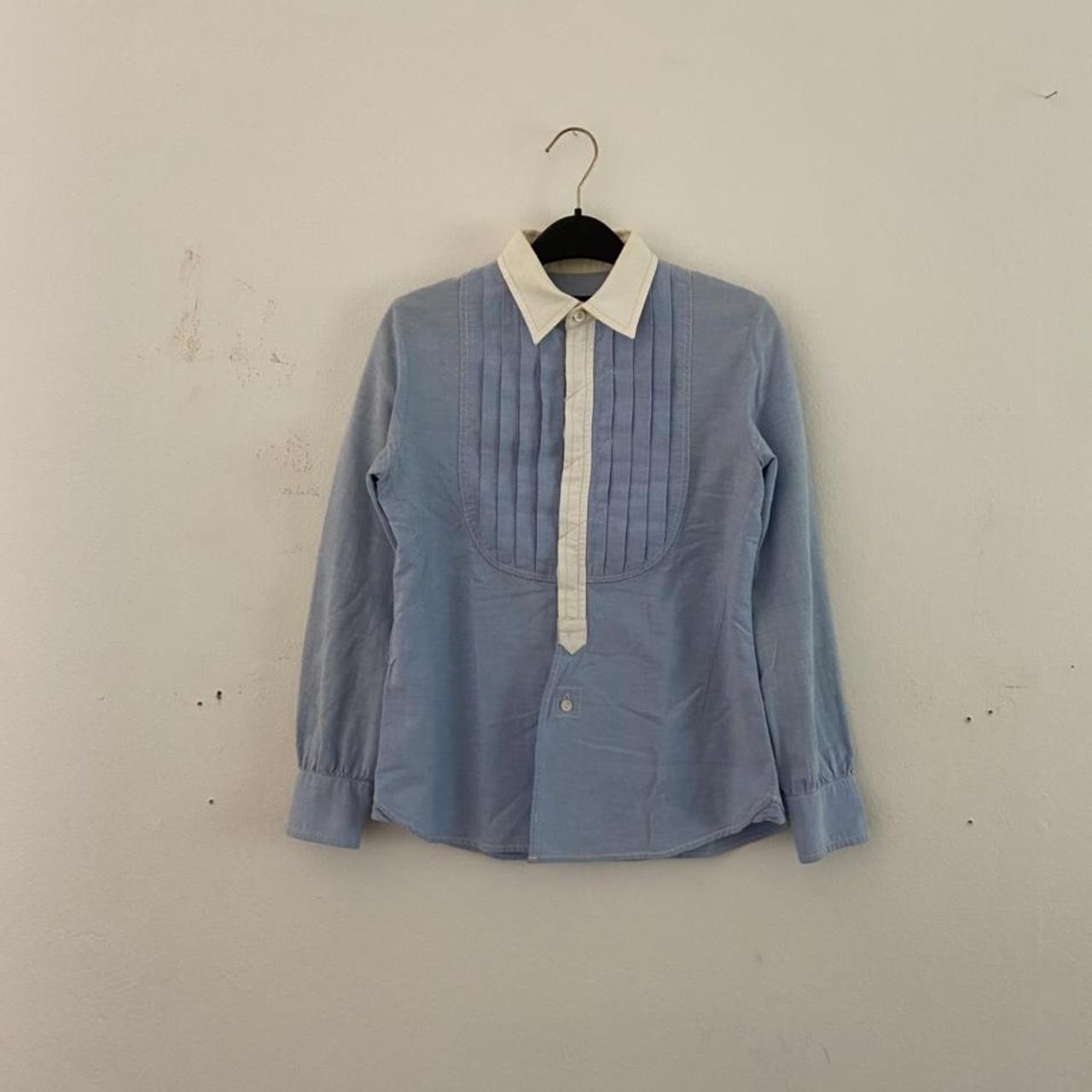 Number (N)ine cotton button-up cleric shirt with pleated front panel detail