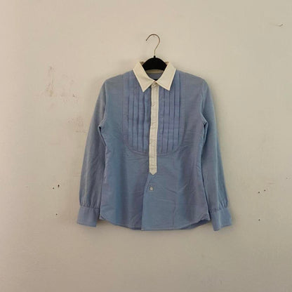 Number (N)ine cotton button-up cleric shirt with pleated front panel detail