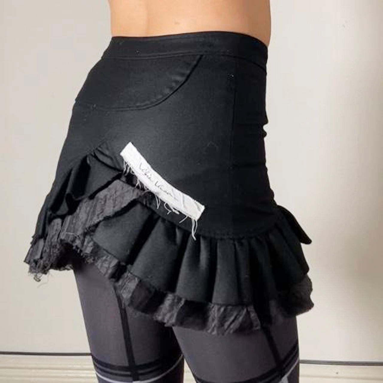 Alice Auaa black layered ruffle skirt with front button details