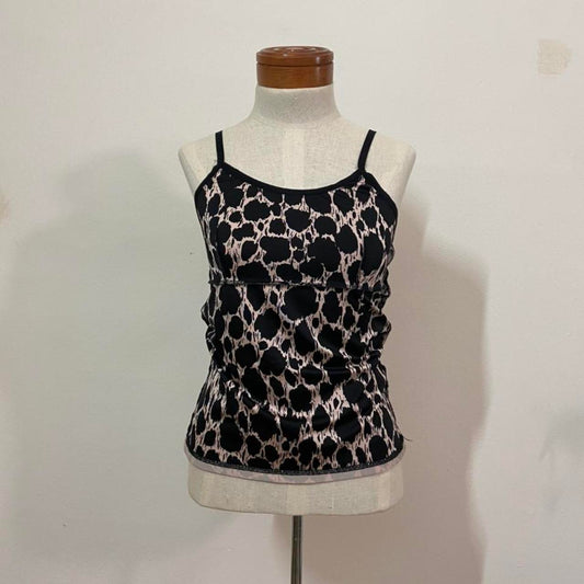 Undercover light pink and black animal print stretch cami tank top