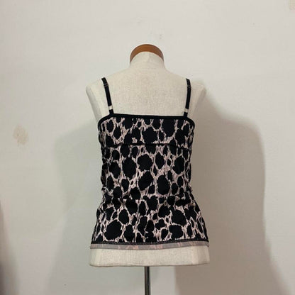 Undercover light pink and black animal print stretch cami tank top