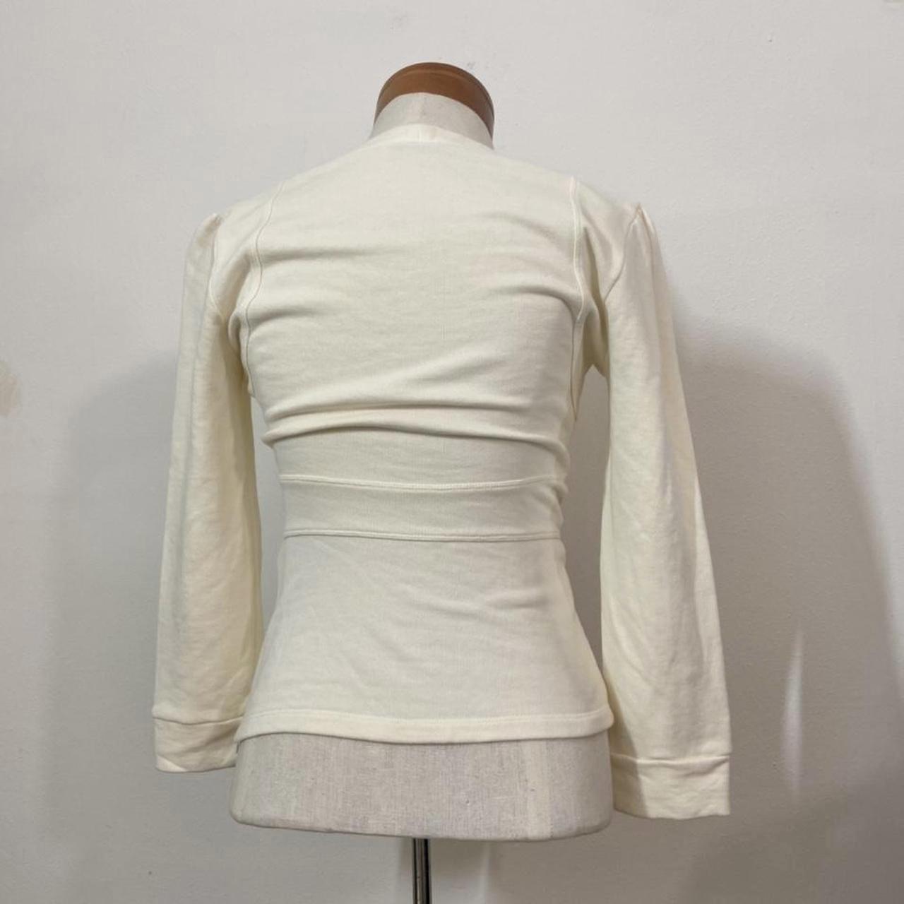 Costume National white sweatshirt cotton knit panel contoured long sleeve top