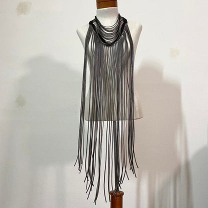 Ann Demeulemeester Spring 2010 heavy zipper tie up necklace