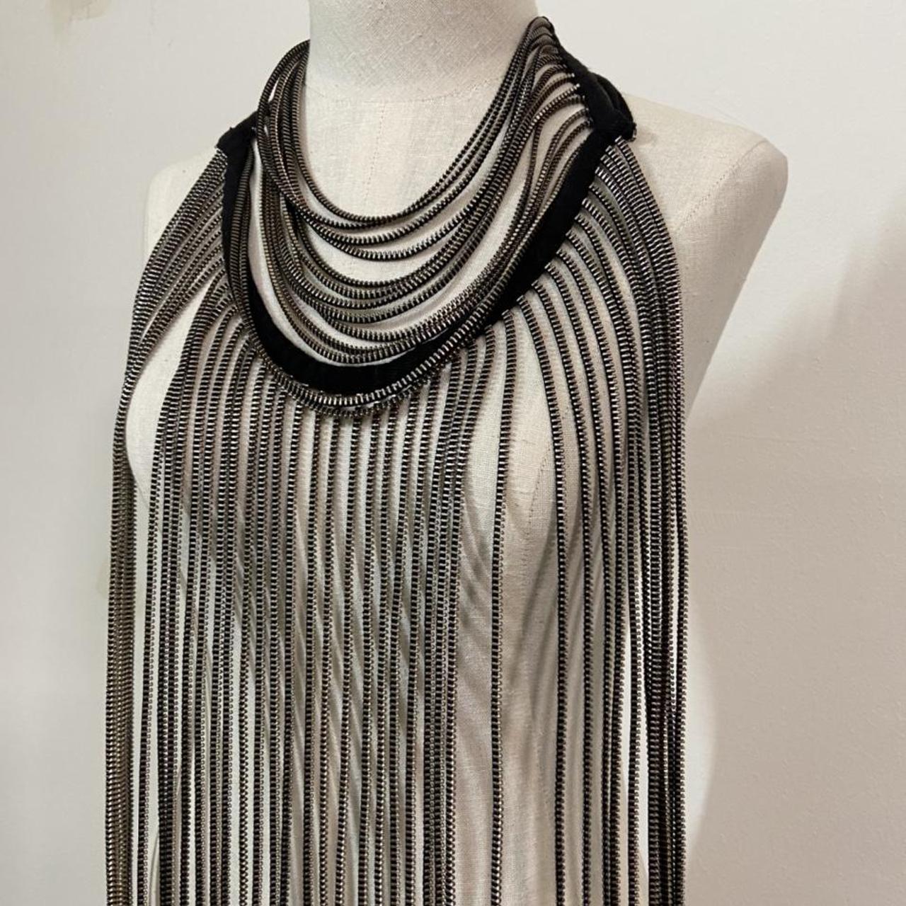 Ann Demeulemeester Spring 2010 heavy zipper tie up necklace