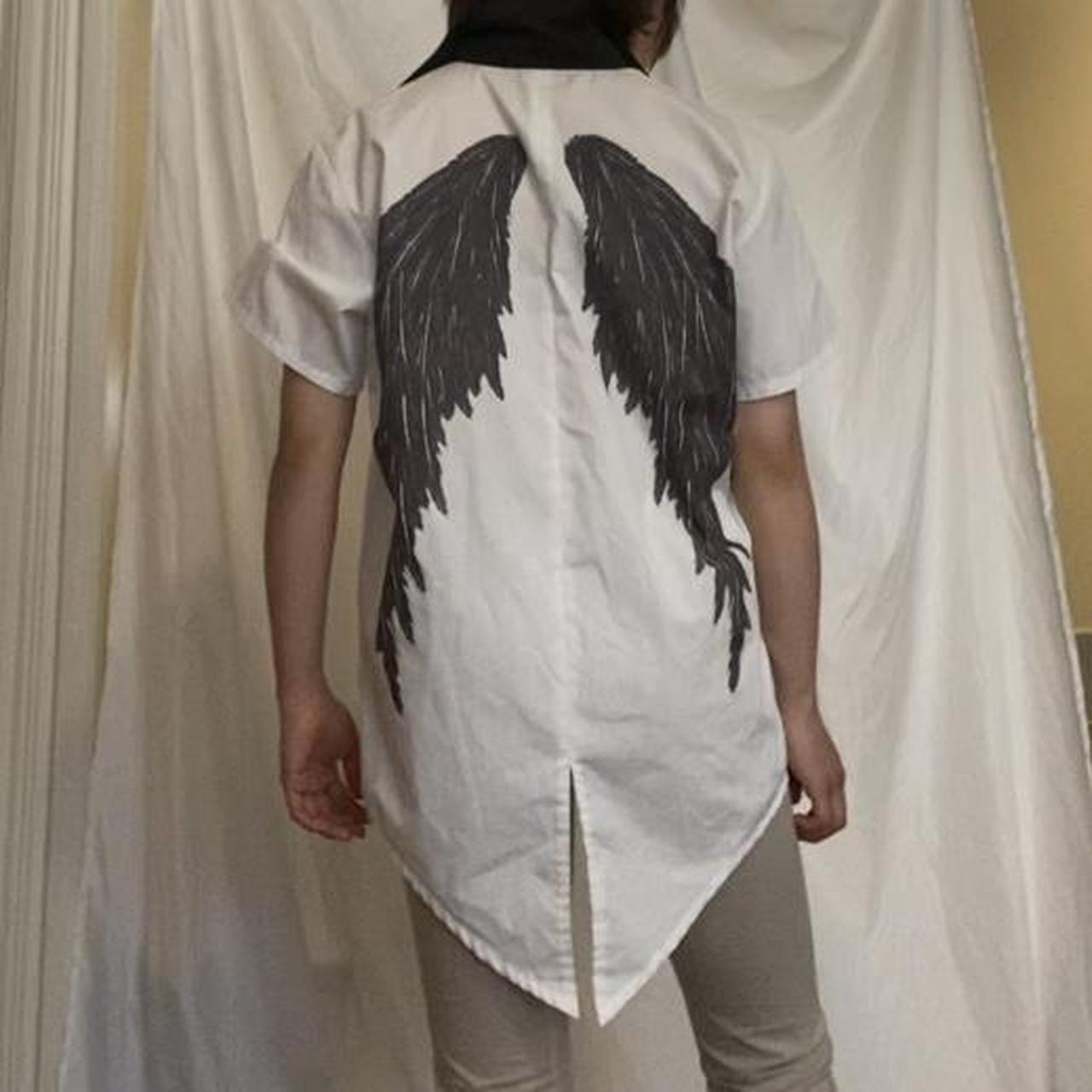 Milkboy wings graphic "Fate Choice" coattail button up blouse