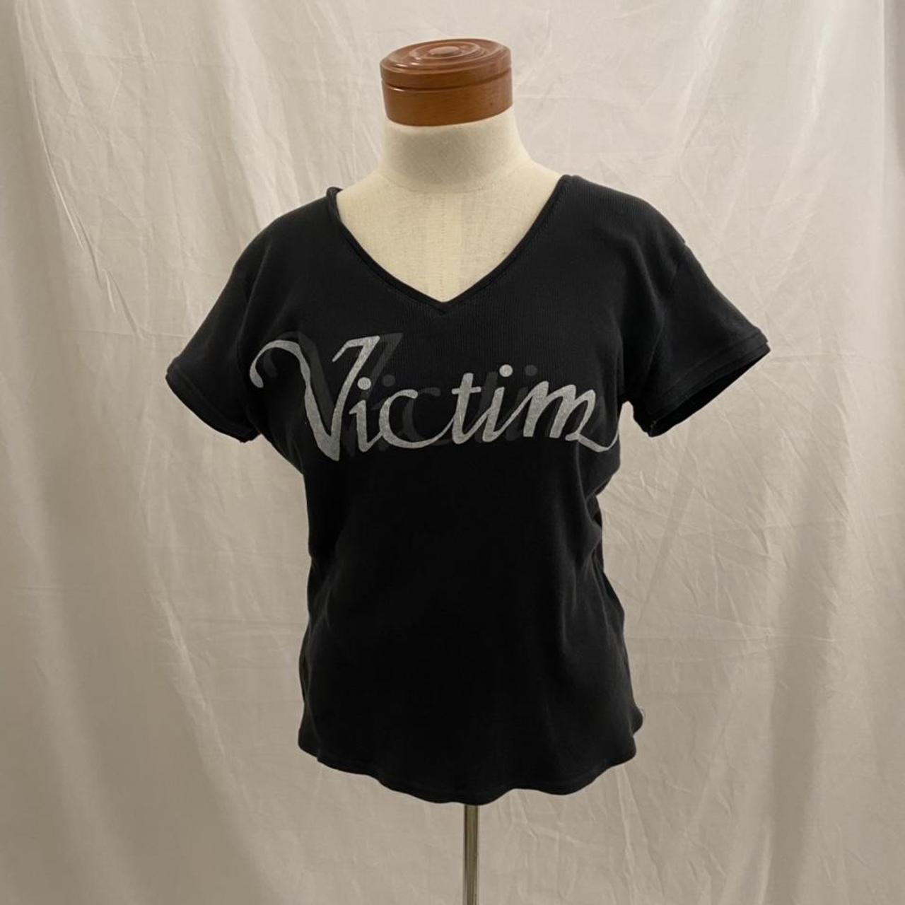 Katherine Hamnett “Victim” black ribbed tee shirt