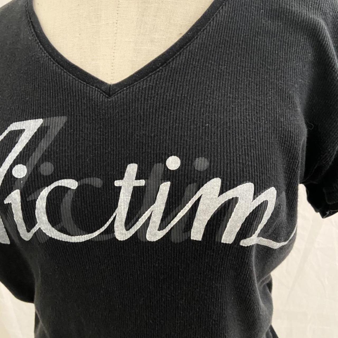 Katherine Hamnett “Victim” black ribbed tee shirt