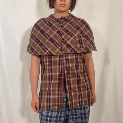 Kapital tartan caped cotton blouse