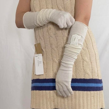 John Galliano knit cream opera length gloves new with tags