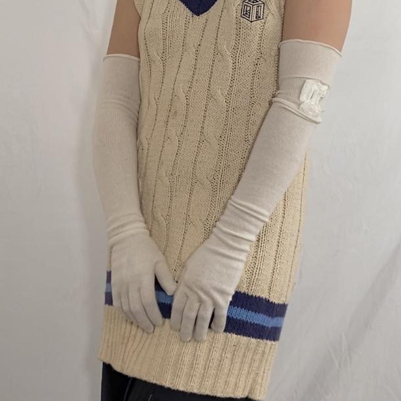 John Galliano knit cream opera length gloves new with tags