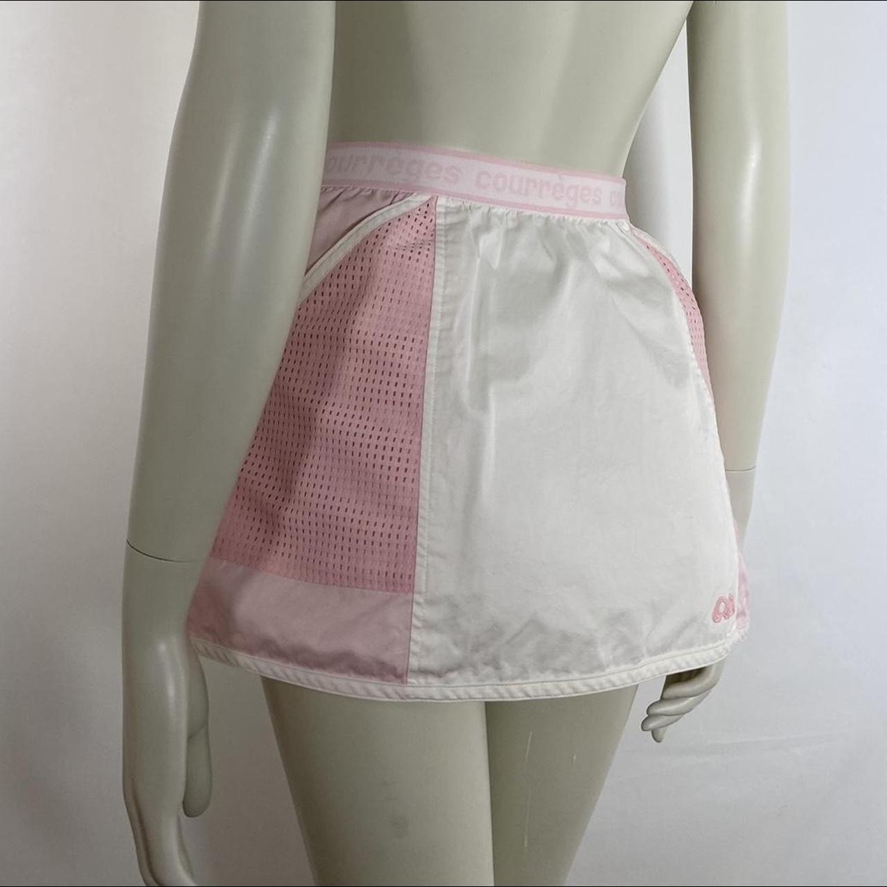 Courreges elastic waistband light pink and white tennis mini-skirt