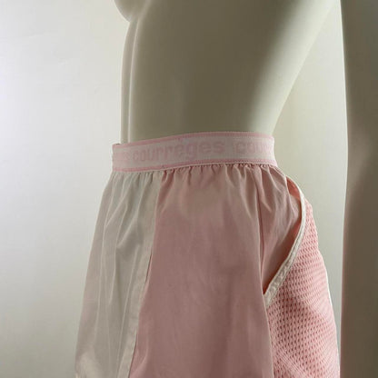 Courreges elastic waistband light pink and white tennis mini-skirt