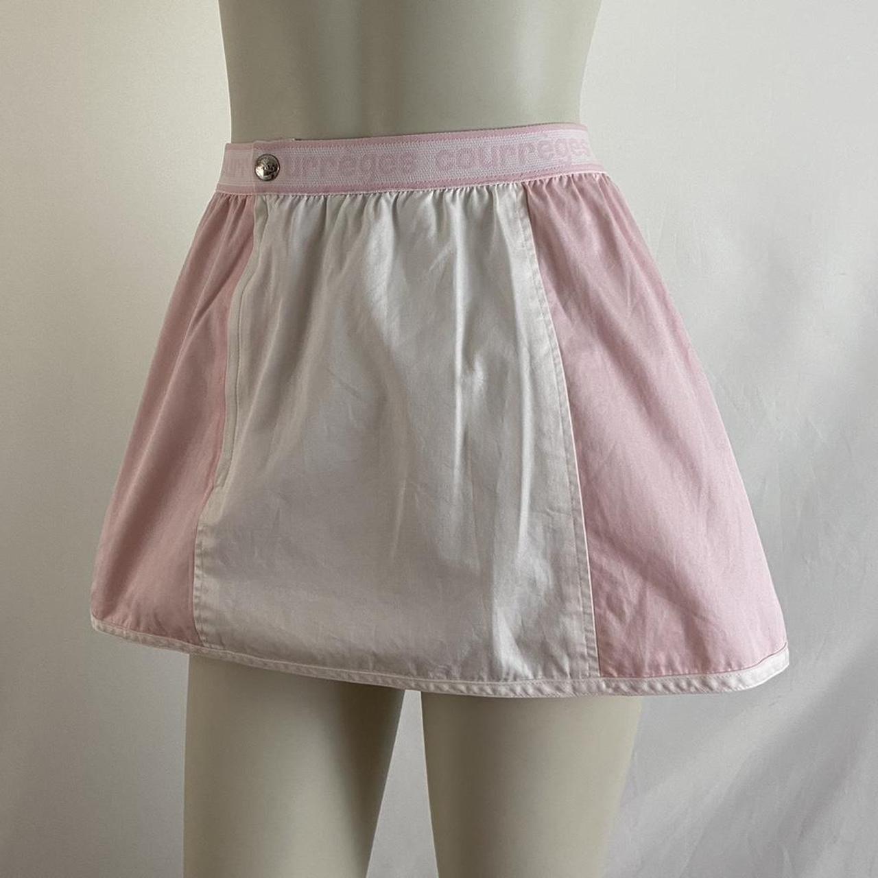 Courreges elastic waistband light pink and white tennis mini-skirt