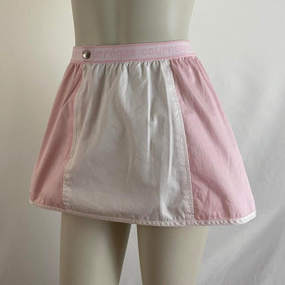 Courreges elastic waistband light pink and white tennis mini-skirt