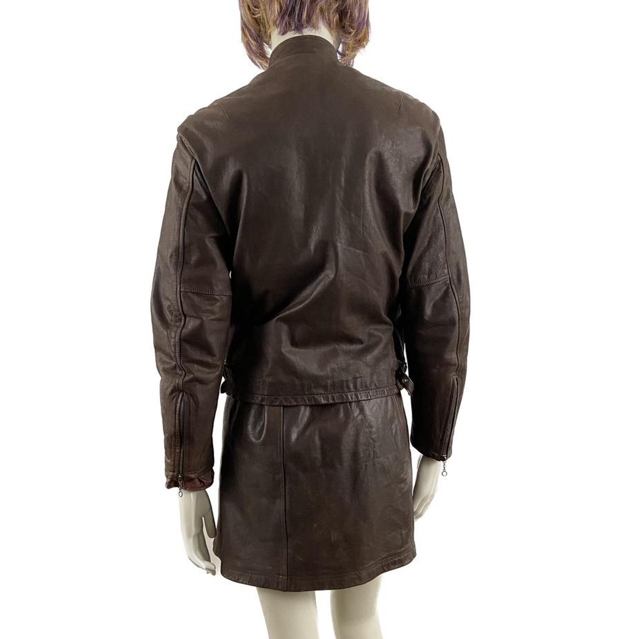 45rpm sheepskin dark brown soft insulated leather bomber jacket and skirt suit set