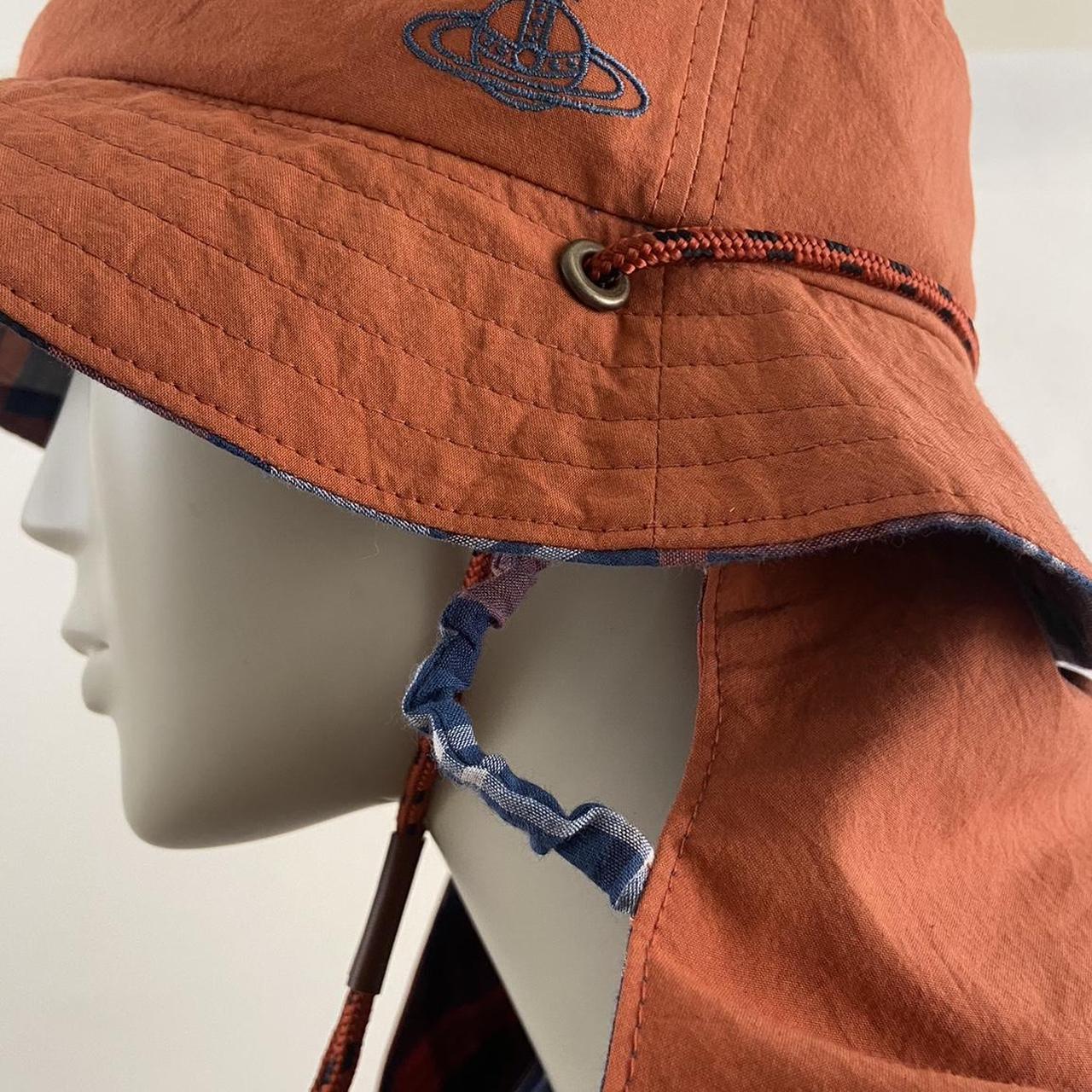 Vivienne westwood orange hooded bucket hat with plaid lining