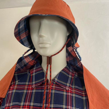 Vivienne westwood orange hooded bucket hat with plaid lining