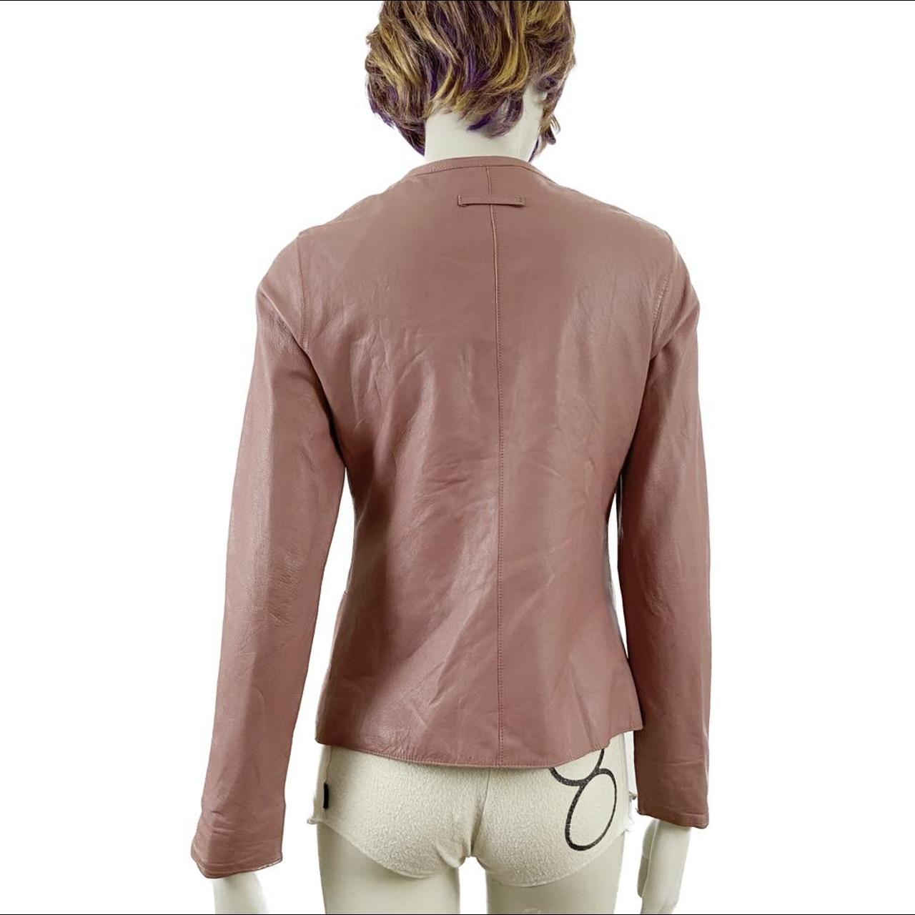 Jean-Paul Gaultier Femme light pink lambskin leather dress shirt jacket