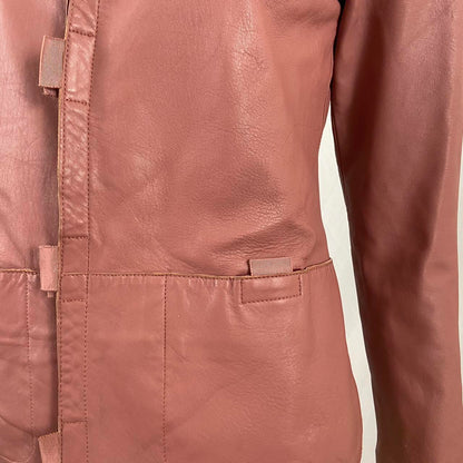 Jean-Paul Gaultier Femme light pink lambskin leather dress shirt jacket