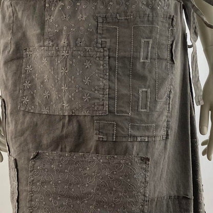 Comme des Garcons Tricot AD2005 cotton and linen slate grey patchwork lace apron tie wrapping skirt