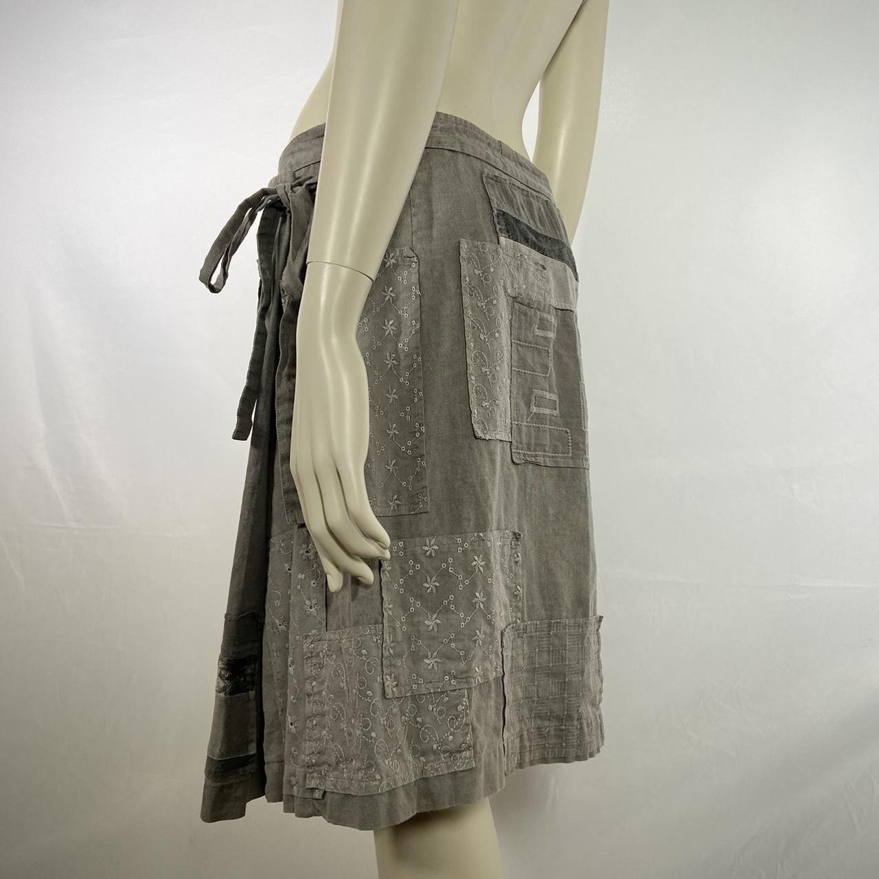 Comme des Garcons Tricot AD2005 cotton and linen slate grey patchwork lace apron tie wrapping skirt