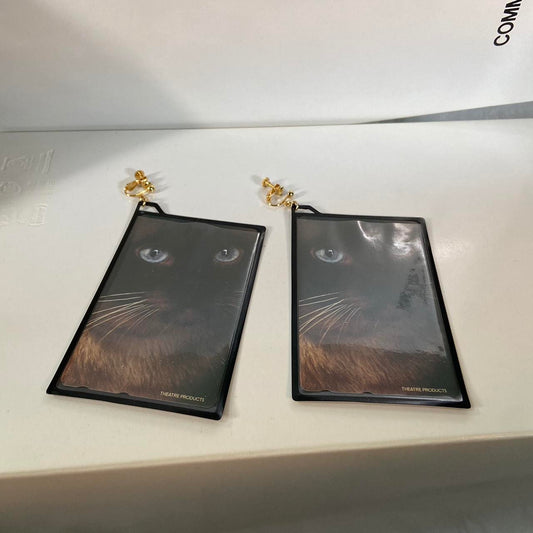 Theatre products cat photo card sleeve clip on earrings