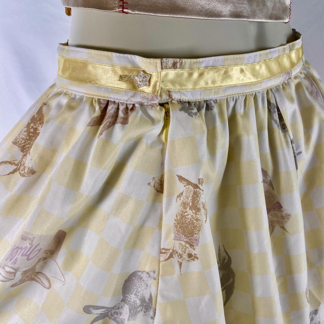 Milk bunny print two tiered pale yellow ruffle skirt