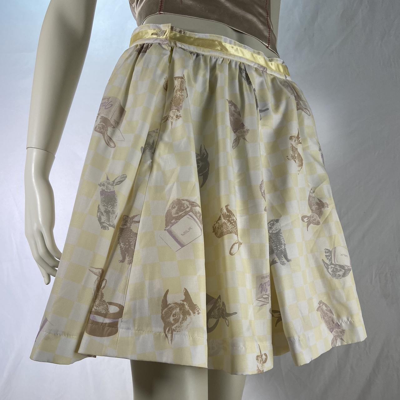 Milk bunny print two tiered pale yellow ruffle skirt