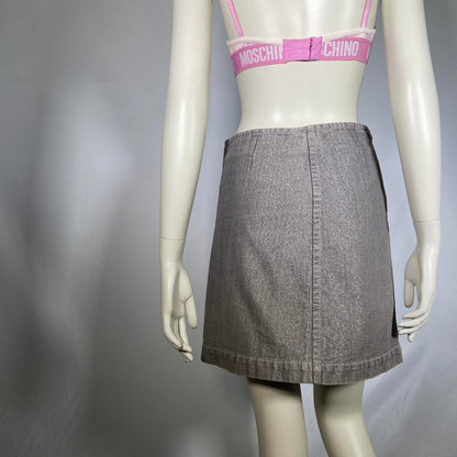 Comme des garcons tricot metallic shimmery grey denim skirt