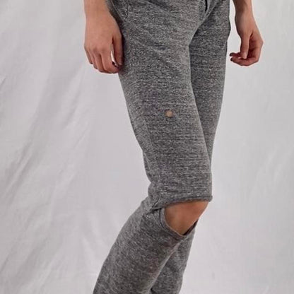 Undercover heather grey stretch knit open-knee legging pants