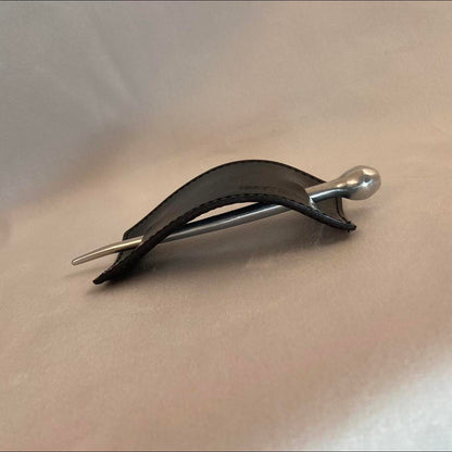 Issey Miyake large leather hair barrette