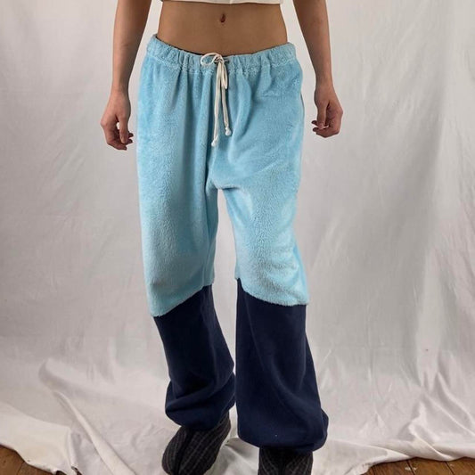 Scoloct x NGAP sky blue fuzzy leg warmer illusion sweatpants