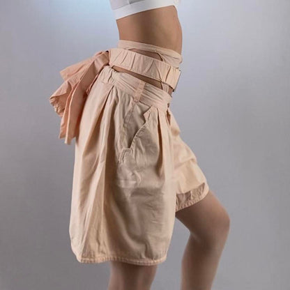 Tsumori chisato ballet pink cotton bow sash shorts