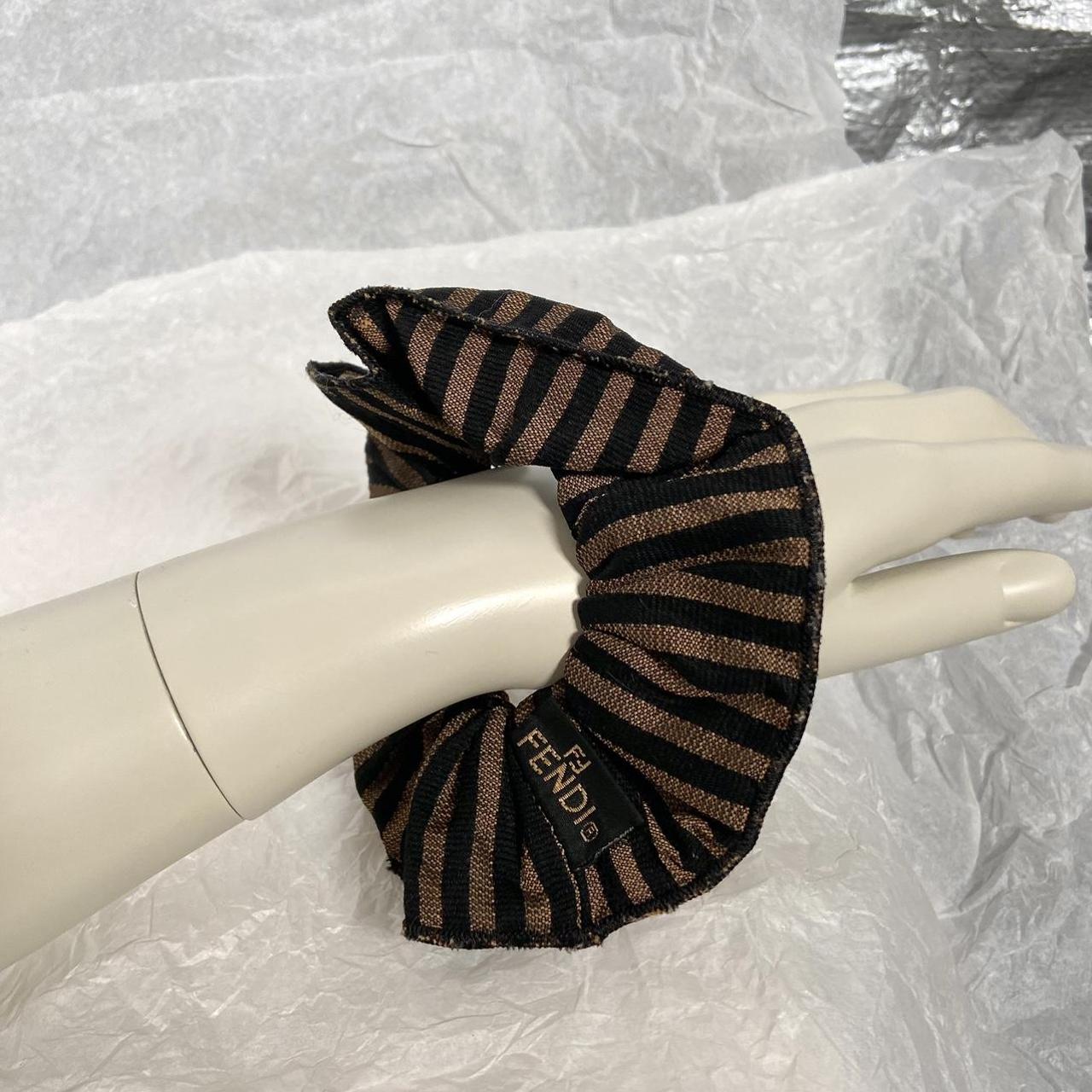 Fendi brown and black striped scrunchie