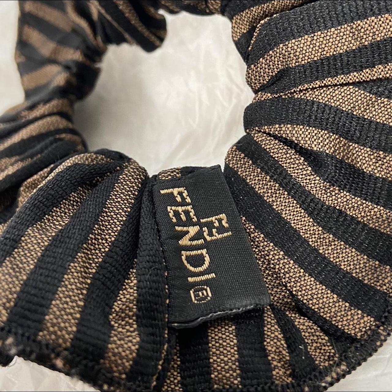 Fendi brown and black striped scrunchie