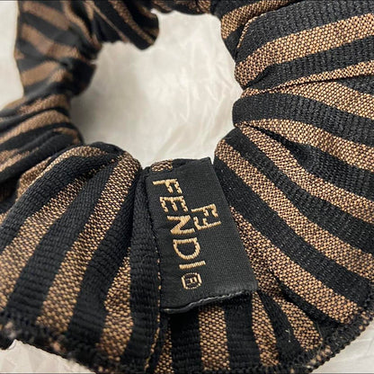 Fendi brown and black striped scrunchie