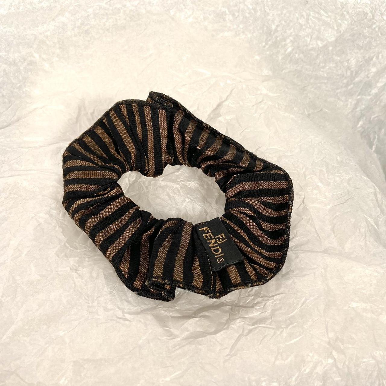 Fendi brown and black striped scrunchie