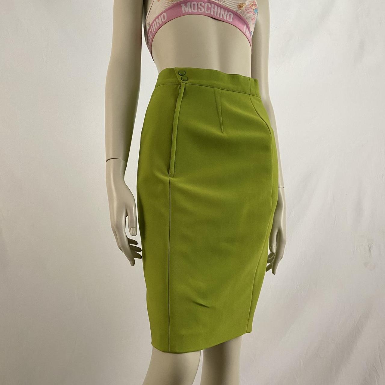 Mugler light green nylon pencil skirt