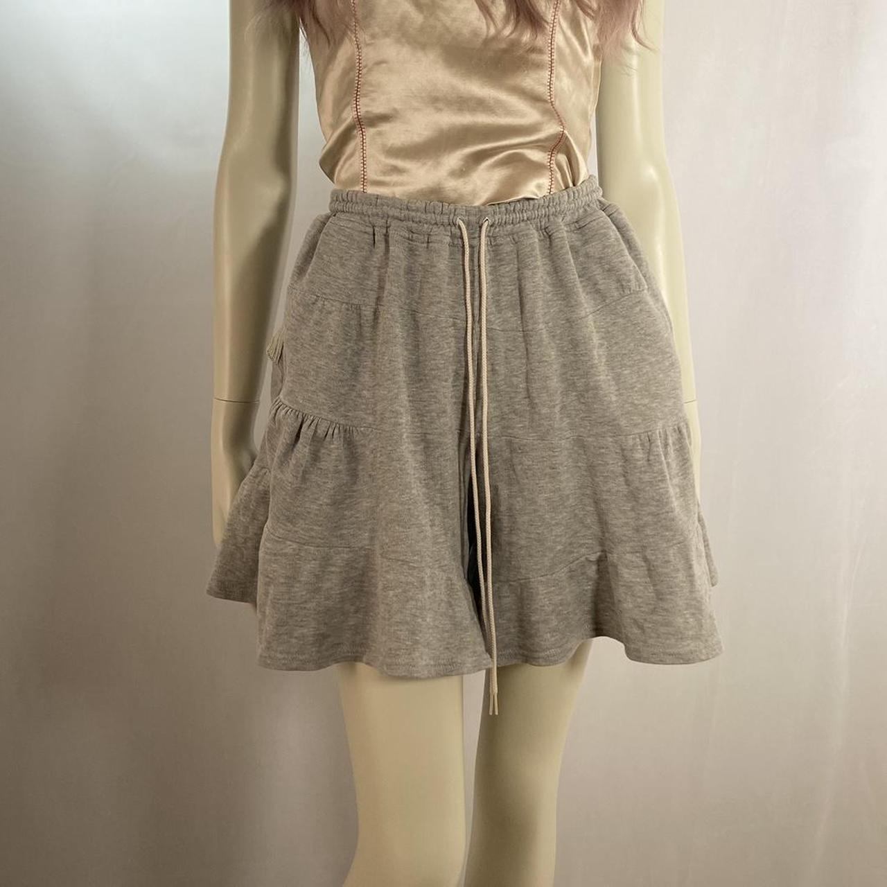 Gomme ruffle knit grey drawstring shorts