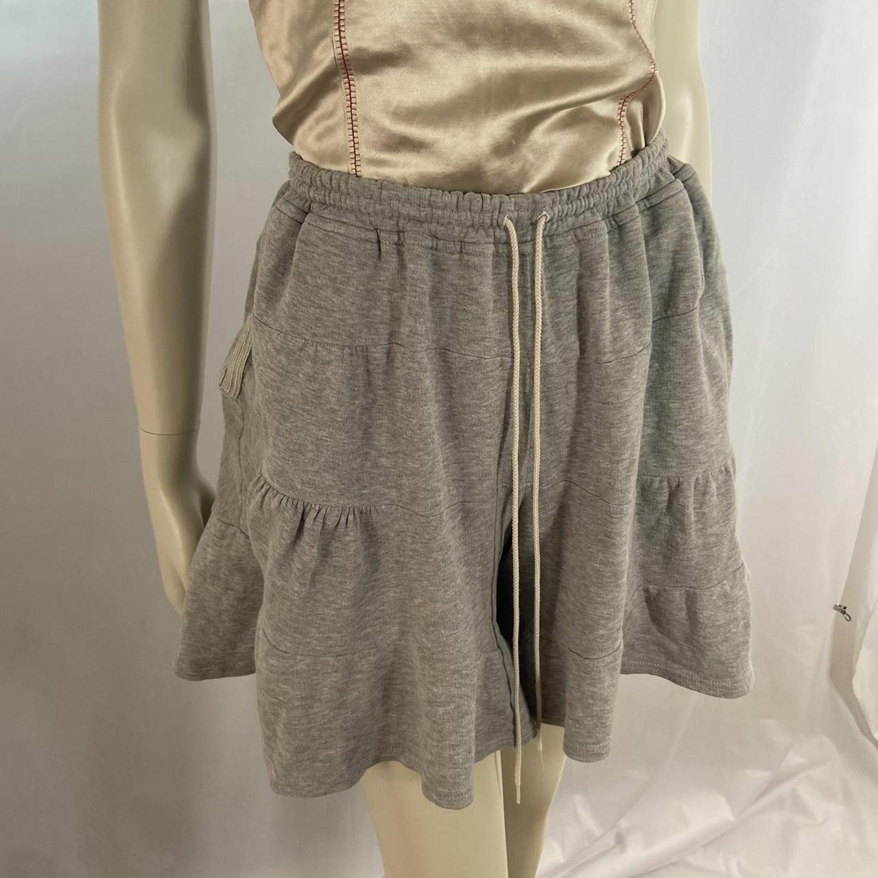 Gomme ruffle knit grey drawstring shorts