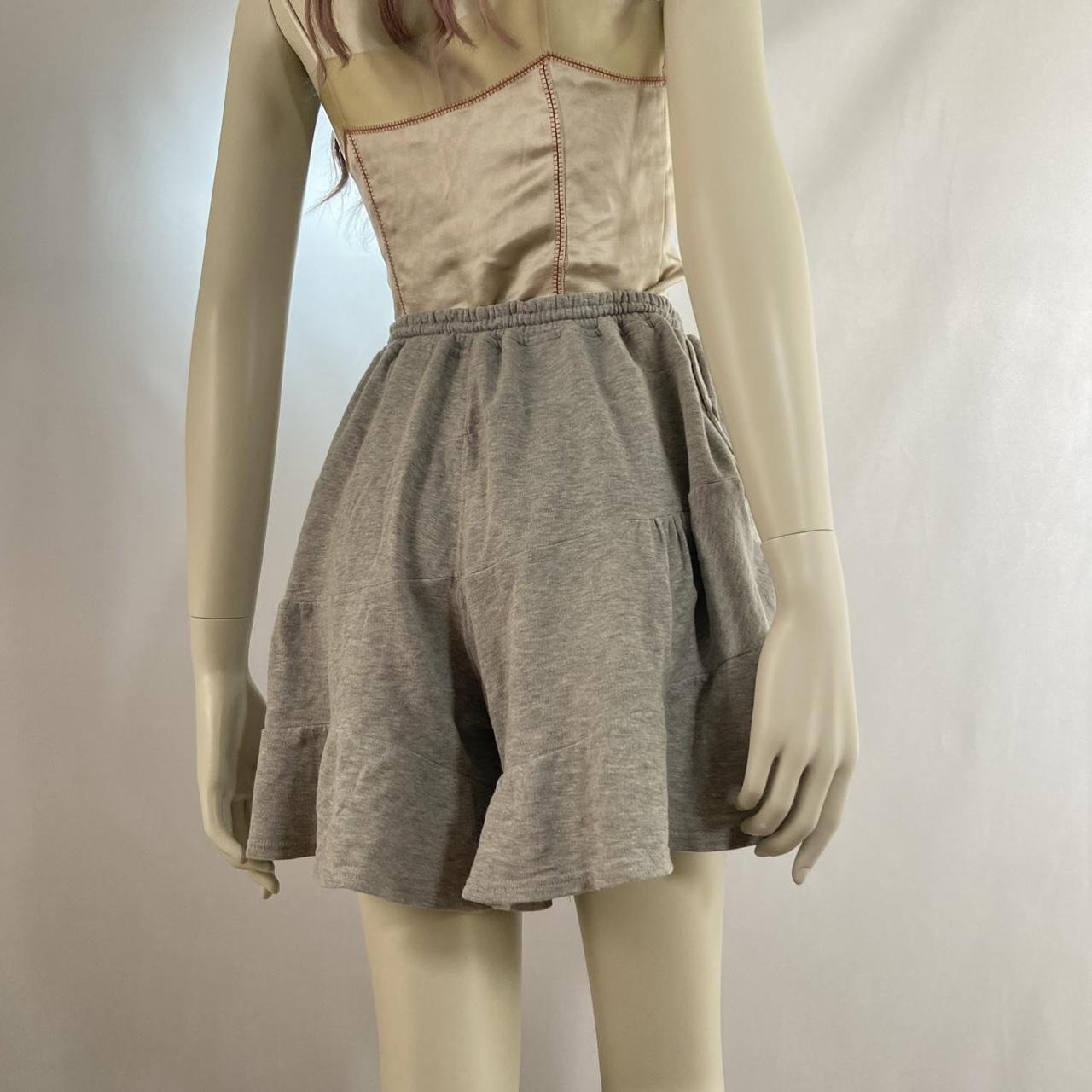 Gomme ruffle knit grey drawstring shorts