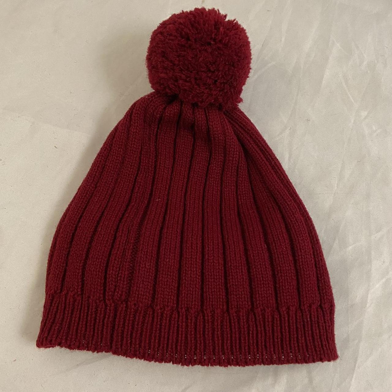 Jean-Paul Gaultier dark red puffball beanie