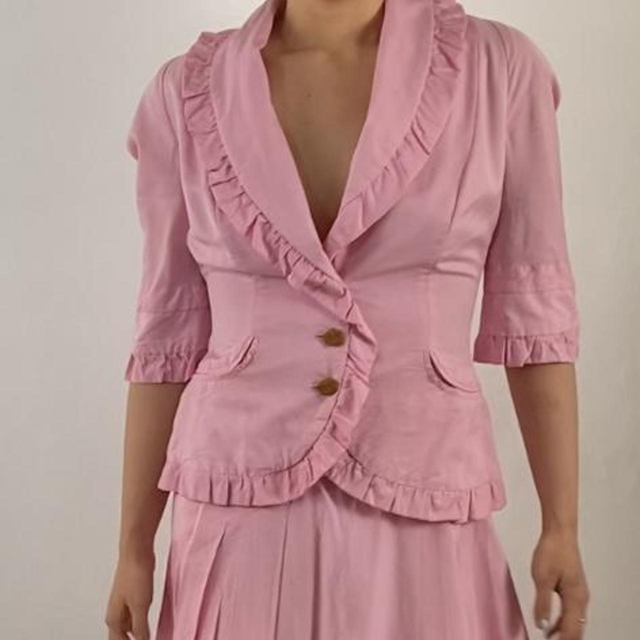 Vivienne Westwood Milan ruffle trim pink skirt suit