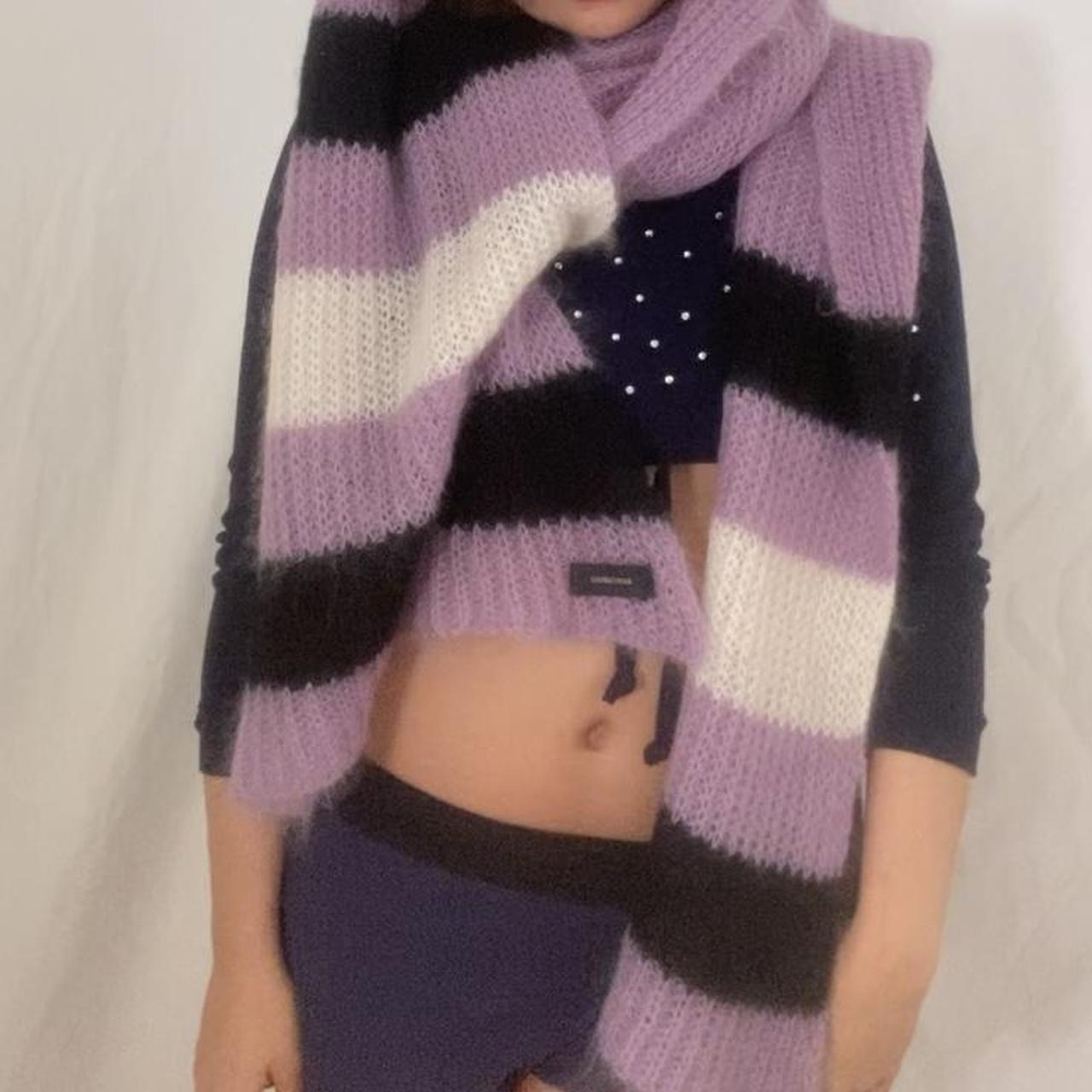 Undercover lavender striped black and white super oversized mohair scarf