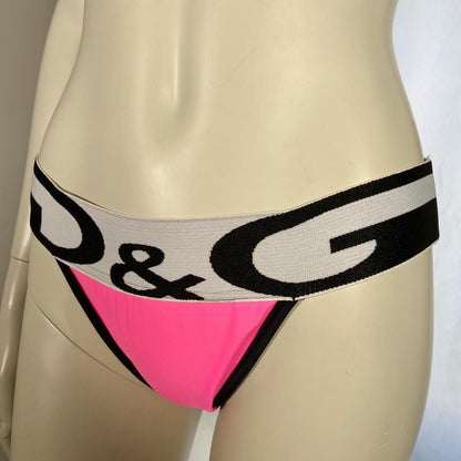 Dolce & Gabbana Beachwear neon bikini set with warping text underwear band detail