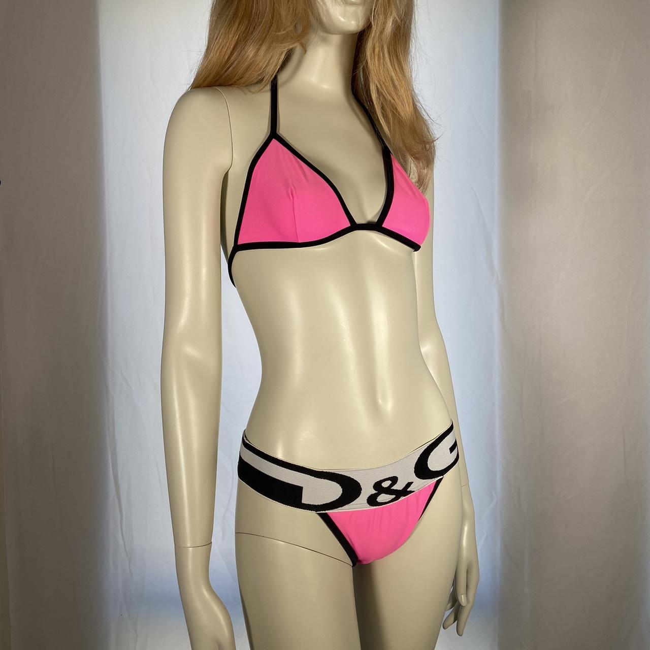 Dolce & Gabbana Beachwear neon bikini set with warping text underwear band detail